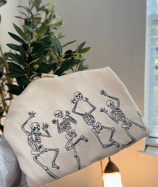 Embroidered Dancing Skeletons, Tee or Sweatshirt