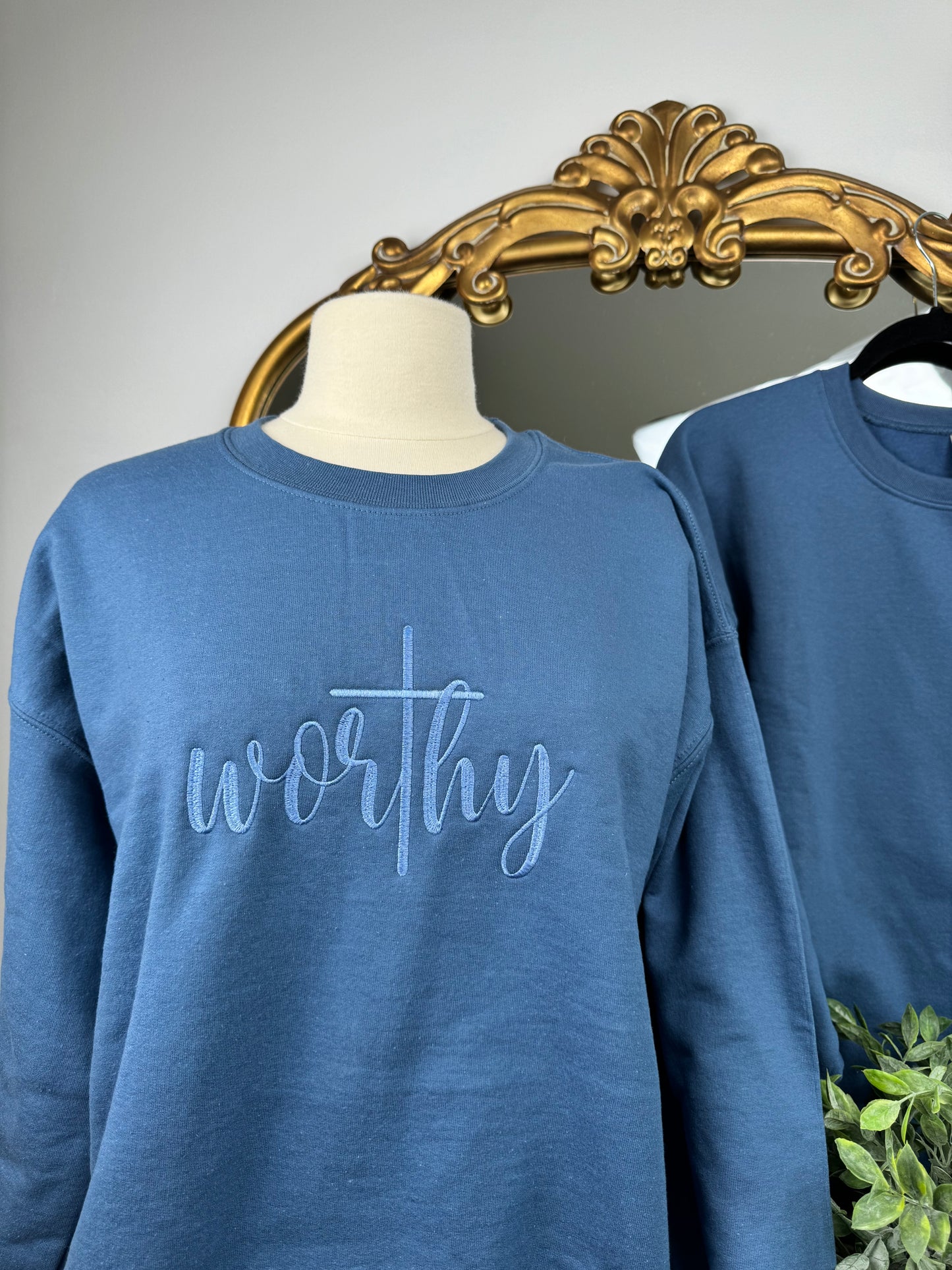 Embroidered Worthy Cross Design, Tee or Sweatshirt