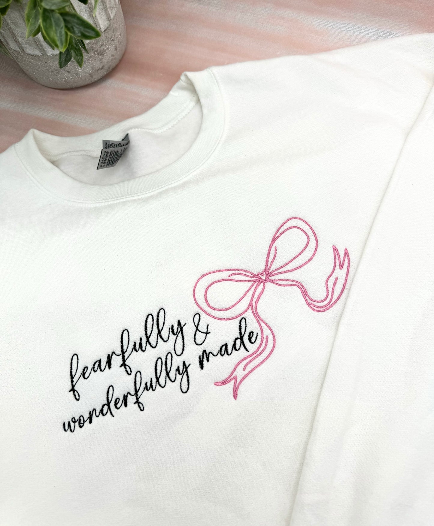 Embroidered Fearfully & Wonderfully Made Bow, Tee or Sweatshirt