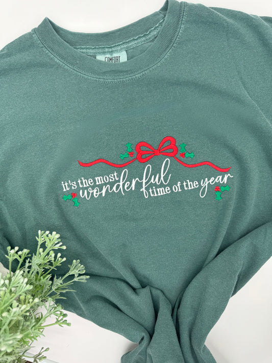 Embroidered It's the Most Wonderful Time, Tee or Sweatshirt